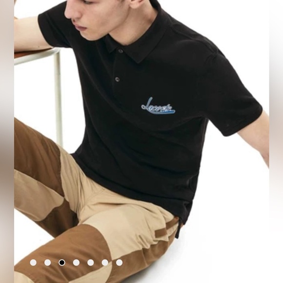 Lacoste Other - Lacoste Men's Black Signature Slim-Fit Pique Graphic Polo Shirt Size L (5)